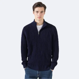 HARRINGTON OXFORD | CABLE HALF ZIP SWEATER FOR MEN