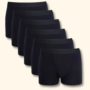 Black Cotton Stretch Boxer Shorts Pack Of 6 For Men Comfort Fit Breathable Waistband Underwear Everyday Wear
