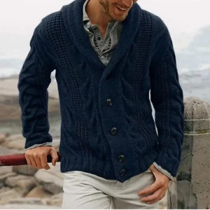 Harrington Oxford | Men’s Shawl Collar Cable Knit Jacket